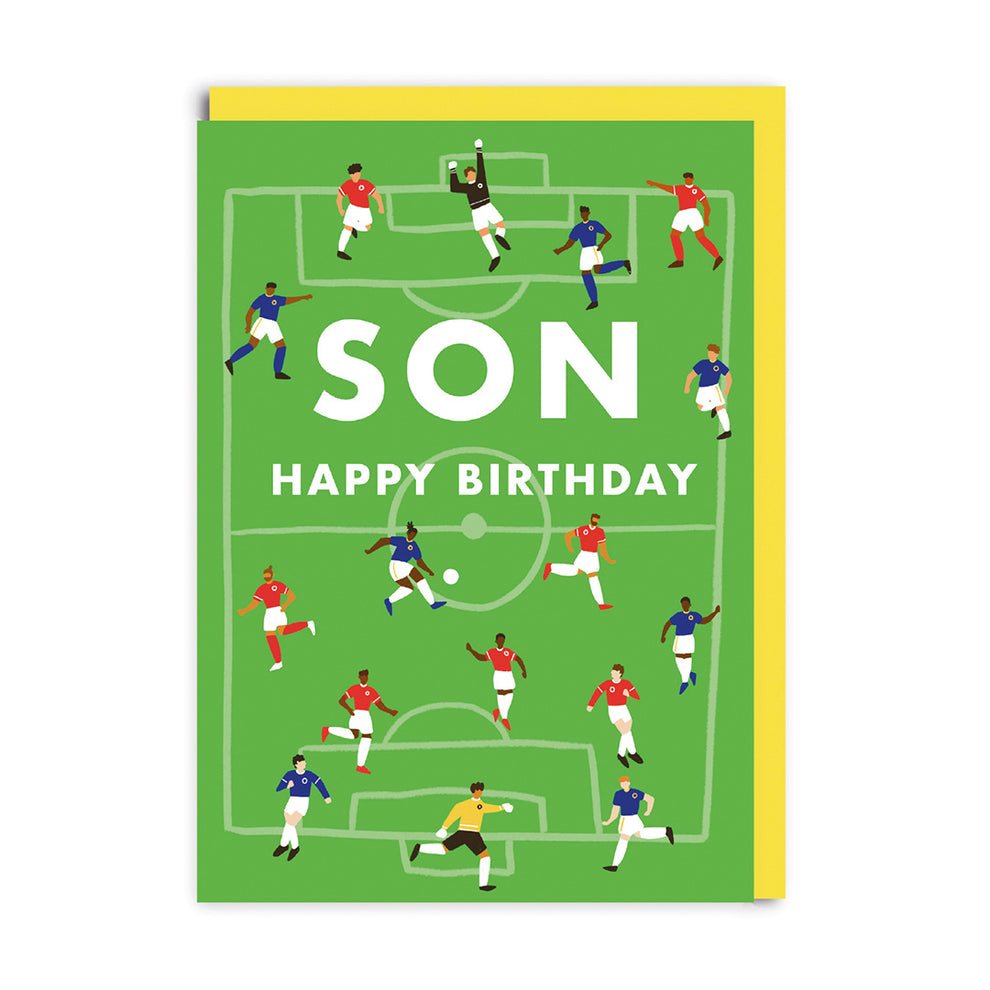 Football Pitch Happy Birthday Son Greeting Card
