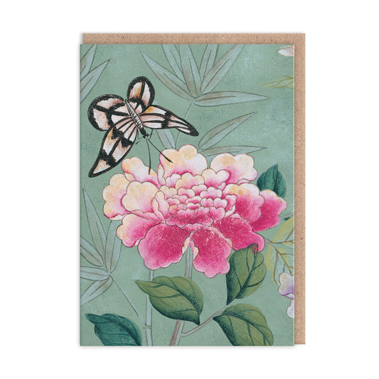 Butterfly And Peony Greeting Card