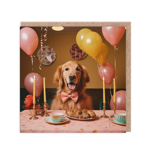 Dog At Table Birthday Card