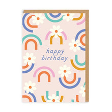 Happy Birthday Floral Rainbow Greeting Card