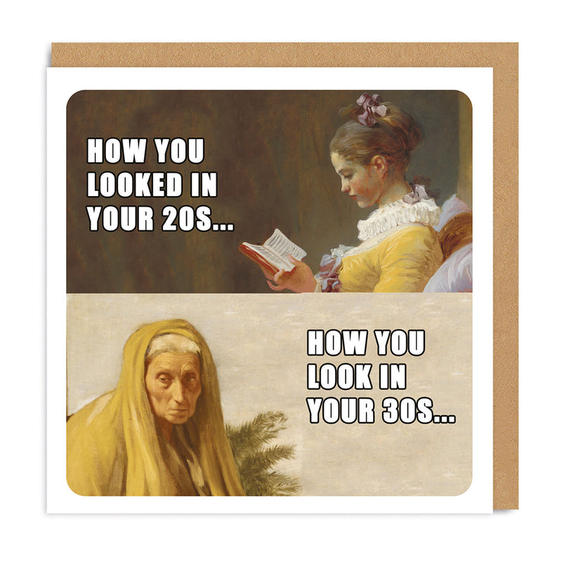 Classic Art Meme 30s vs 20s Square Greeting Card