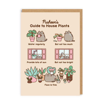 Pusheens Guide To House Plants Greeting Card