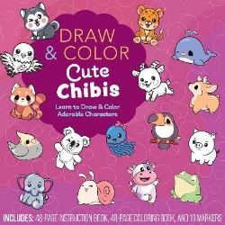 Picture of Draw and Color Cute Chibis: Learn to Draw and Color Adorable Characters - Includes: 48-page Instruction Book, 48-page Coloring Book, and 10 Markers