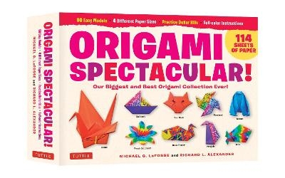 Picture of Origami Spectacular Kit: Our Biggest and Best Origami Collection Ever! (114 Sheets of Paper; 60 Easy Projects to Fold; 4 Different Paper Sizes; Practice Dollar Bills; Full-color Instruction Book)