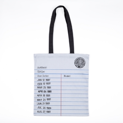 Picture of Library Card Cotton Tote Bag - Grey