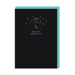 Picture of Holographic UFO Good Luck Card