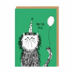 Picture of You're Old Cat Birthday Card