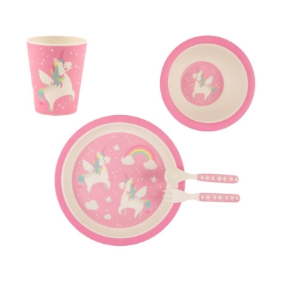 Picture of Rainbow Unicorn Bamboo Tableware Set