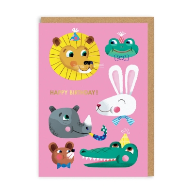 Picture of Animal Smiling Faces Greeting Card