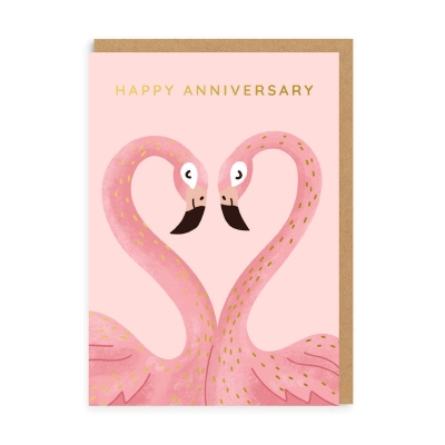 Picture of Anniversary Flamingos Greeting Card