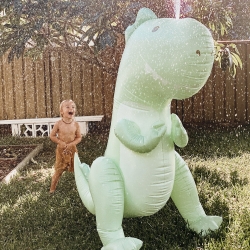 Picture of Inflatable Giant Sprinkler Surfing Dino - Ice Mint