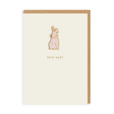 Picture of New Baby Bunny Enamel Pin Card A6 Enamel Pin Greeting Card