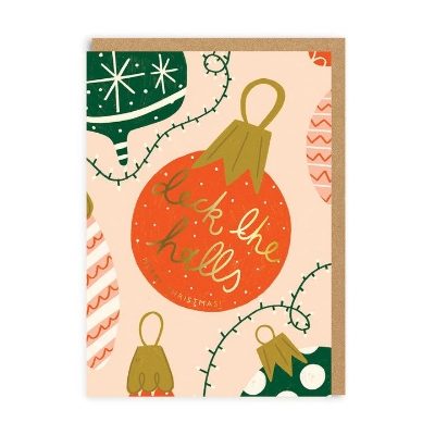 Picture of Deck The Halls Baubles Greeting Card