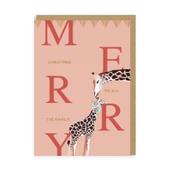 Picture of Merry Christmas Giraffes Greeting Card