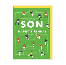 Picture of Football Pitch Happy Birthday Son Greeting Card