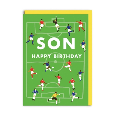 Picture of Football Pitch Happy Birthday Son Greeting Card