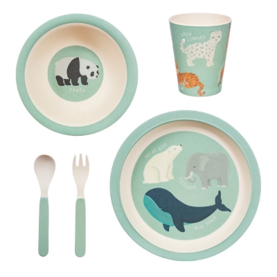 Picture of Endangered Animals Bamboo Tableware Set