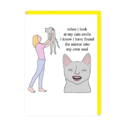 Picture of Cats Smile -Woman and Cat Greeting Card