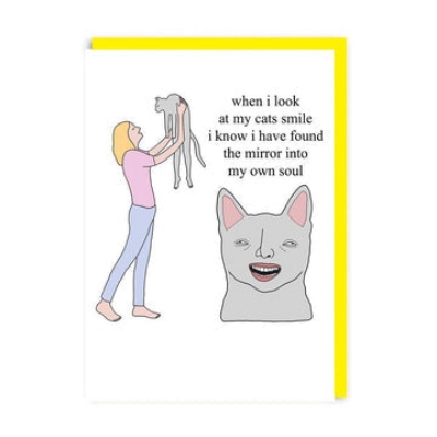 Picture of Cats Smile -Woman and Cat Greeting Card