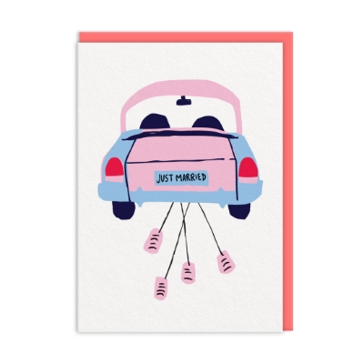 Picture of Car and Cans Just Married Card