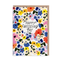 Picture of Happy Wedding Day Floral Wedding Card