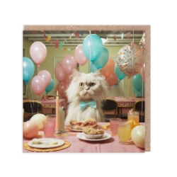 Picture of Cat At Table Birthday Card