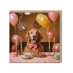 Picture of Dog At Table Birthday Card